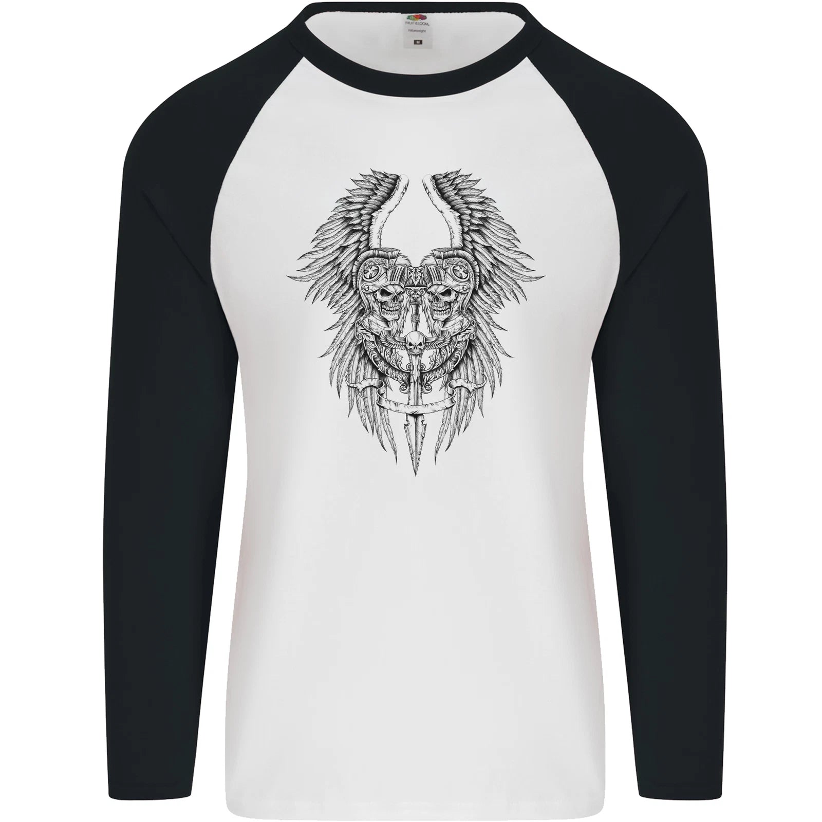 Two Roman Skulls Mens L/S Baseball T-Shirt