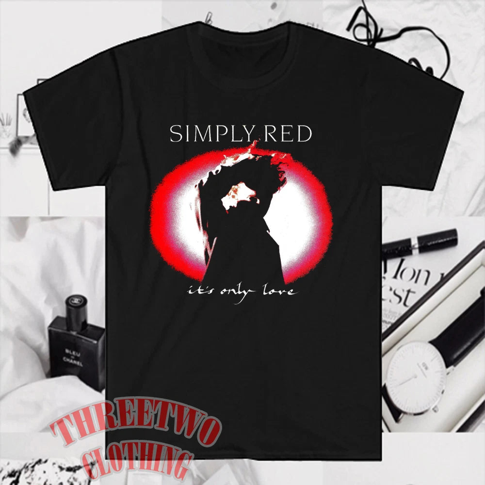 Simply Red It's Only Love Men's Black Size S to 5XL