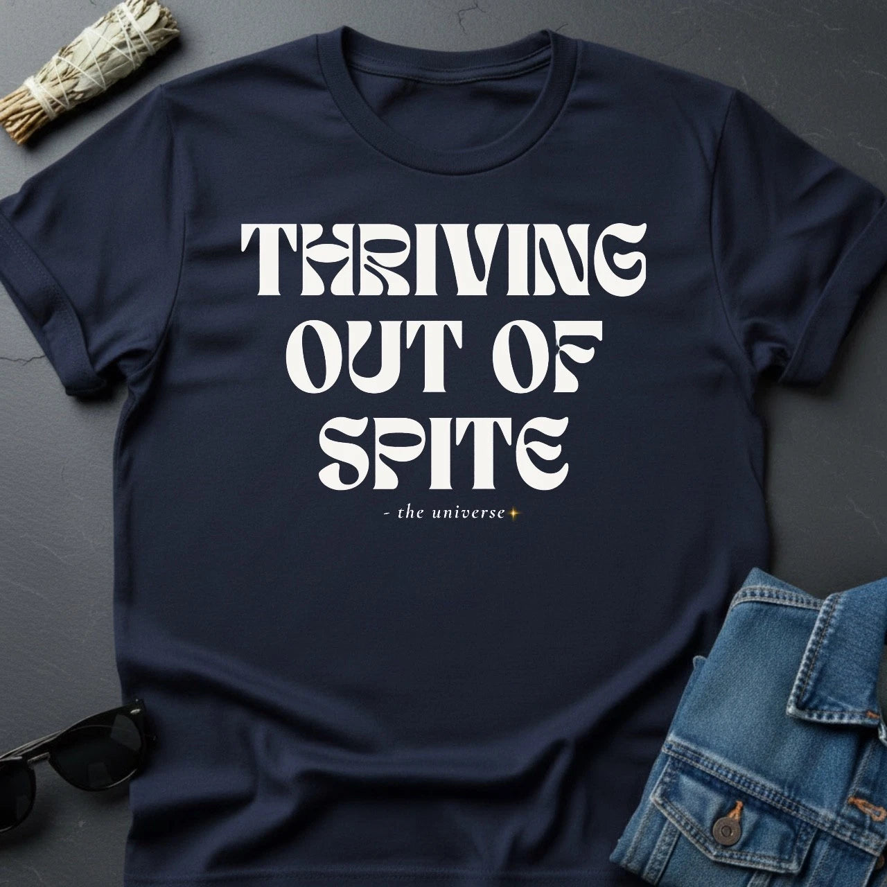 "Thriving Out of Spite" Graphic T-Shirt - Faded White