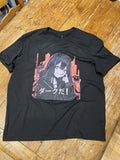 ROMWE Black Graphic Anime Print T-Shirt Size L