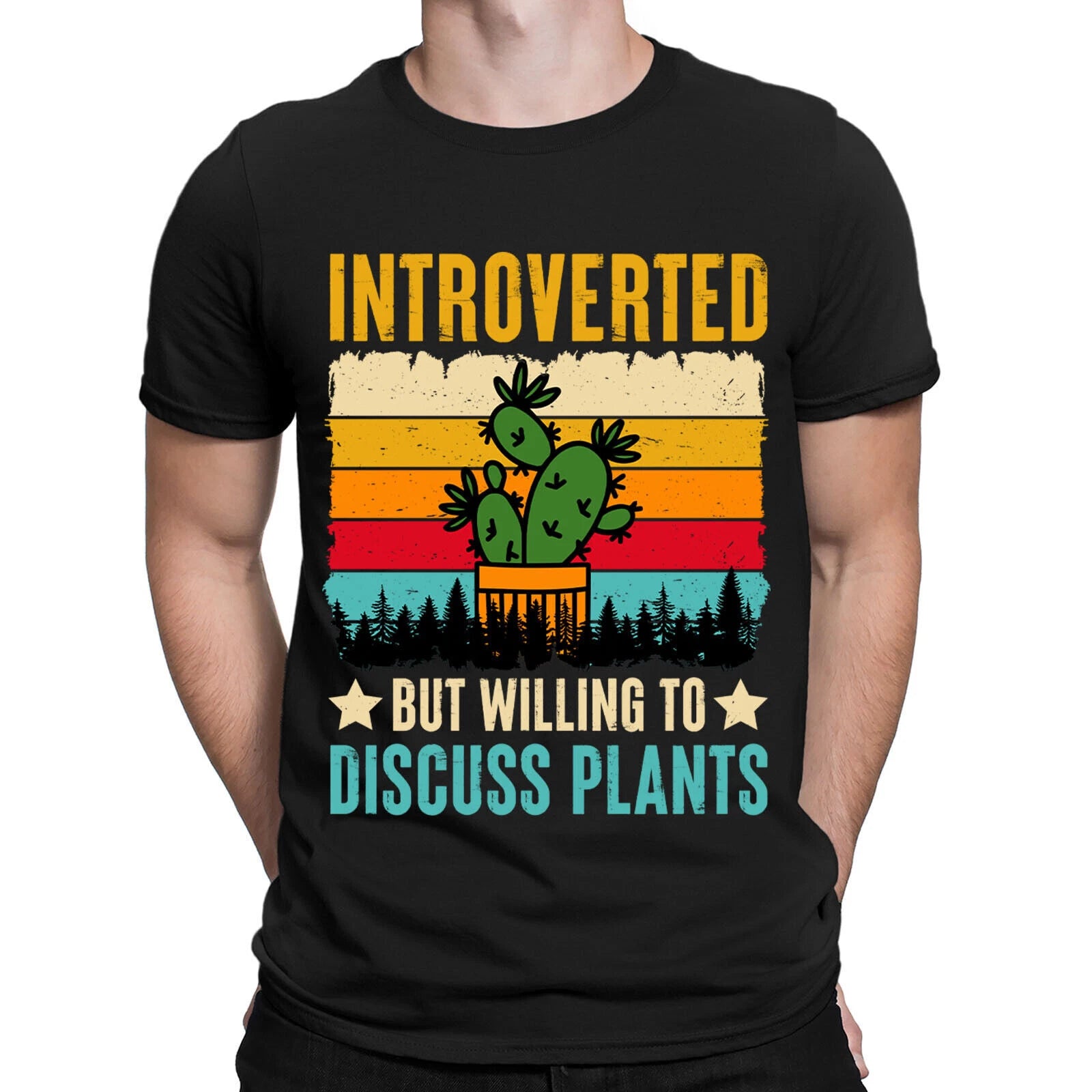 Introverted But Willing To Discuss Plants Funny Vintage Mens Womens T-Shirts#BAL