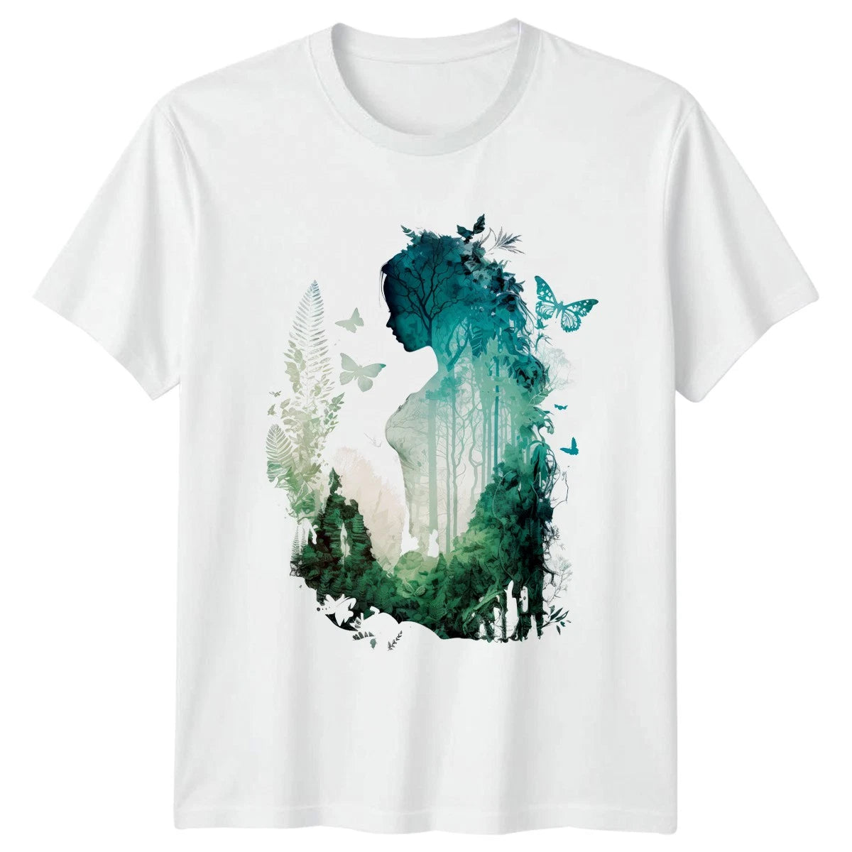 Forest Woman Silhouette Womens T-Shirt Forest Silhouette Nature