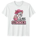 Best Season Summer Womens T-Shirt Cute Cats Kawaii Summer Gift For Her