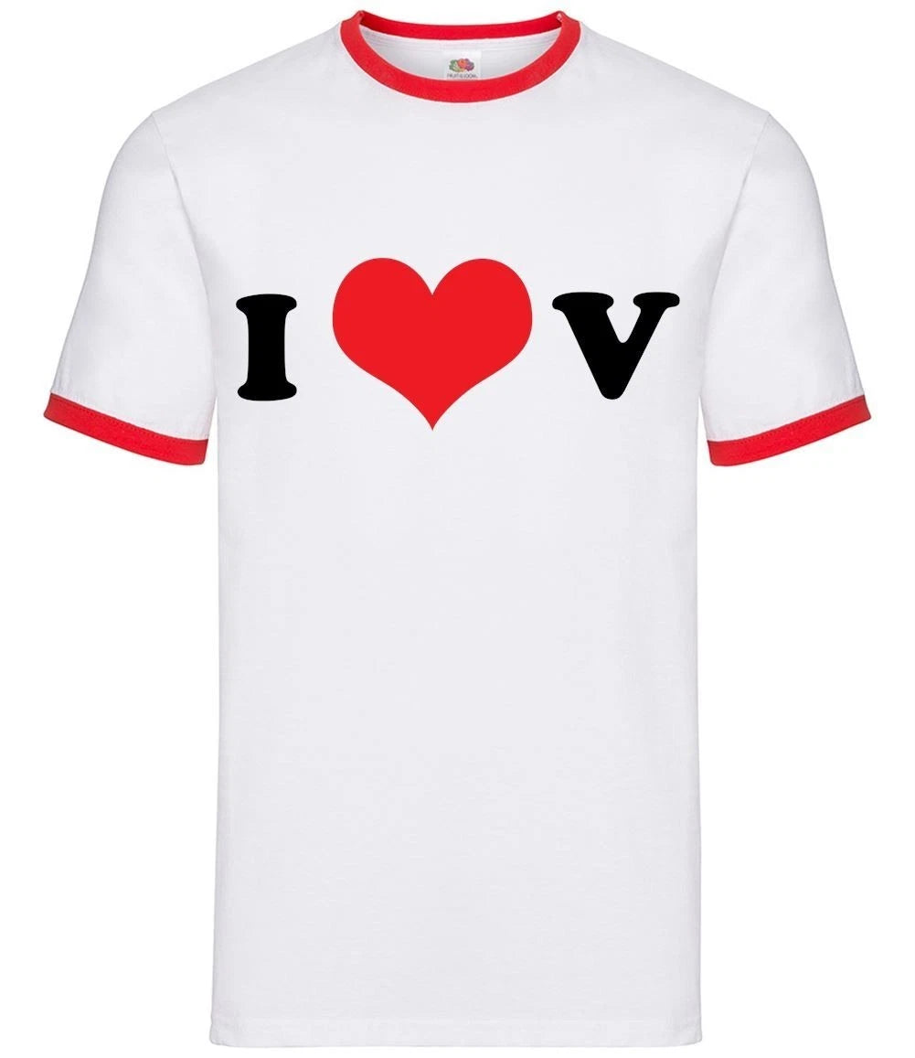 I Love V - Mens Ringer - K Pop Singer Love Fan Tour Gig Music Dynamite