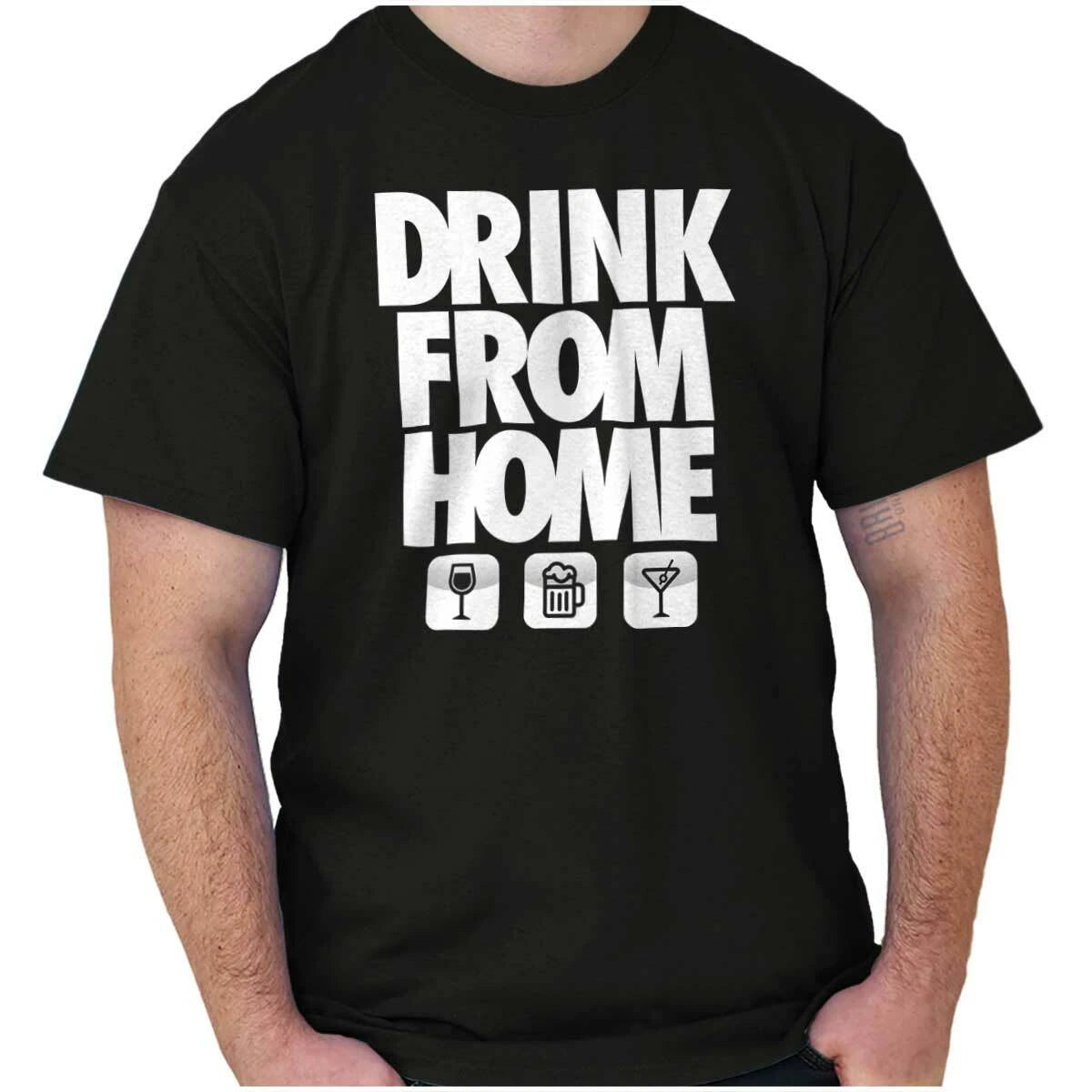 Funny Sarcastic Drink From Home Party Joke Womens or Mens Crewneck T Shirt Tee