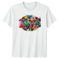 LOVE Womens T-Shirt Retro Floral Boho Love Birthday Gift For Her