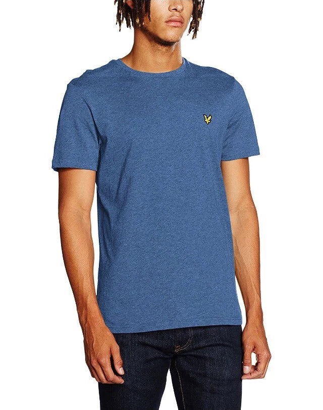 New Lyle & Scott Crew Neck Mens T-Shirt Storm Blue Marl Sizes XL 2XL
