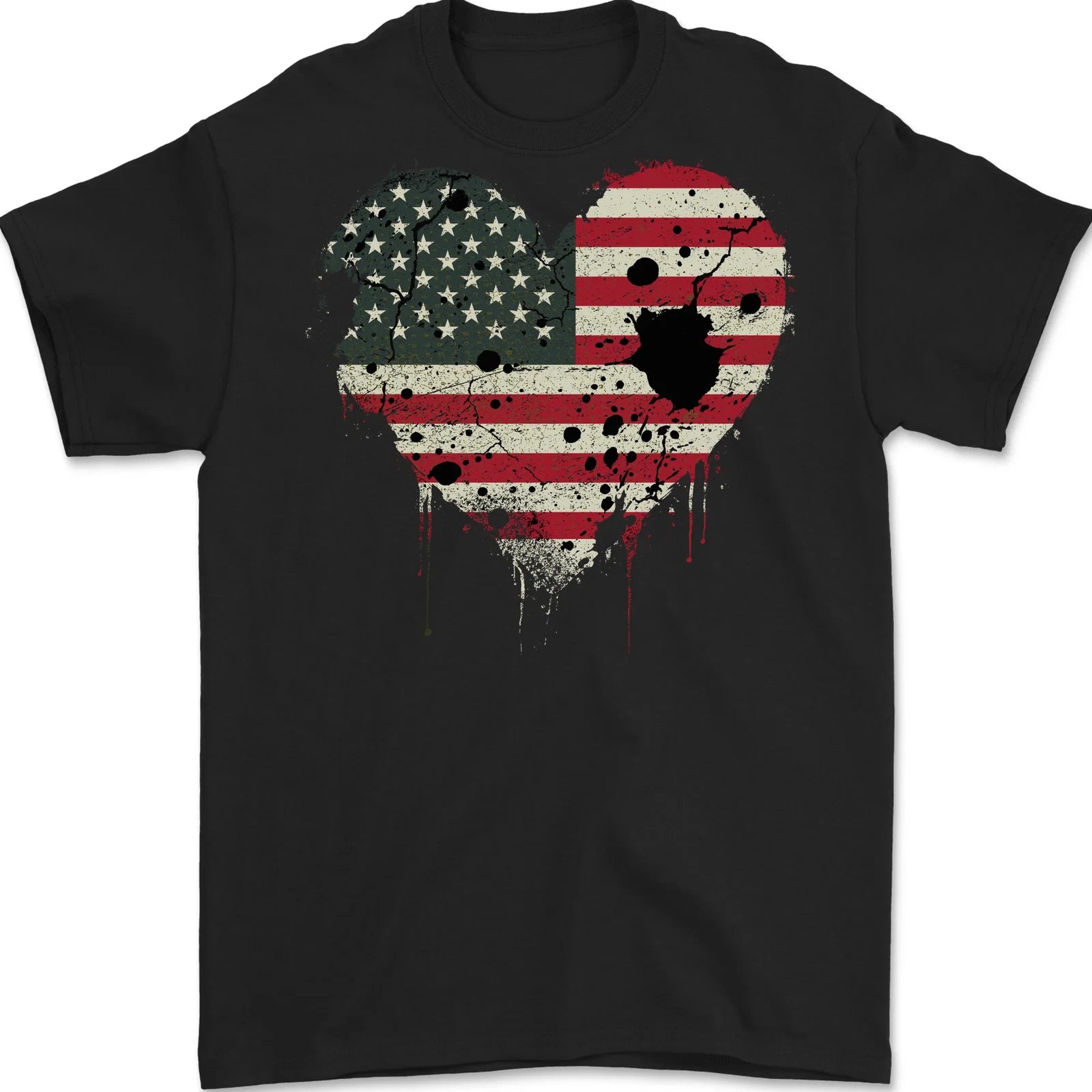 Love USA Flag Independence Day American Mens T-Shirt 100% Cotton