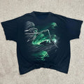 Y2K Grim Reaper Biker Graphic T-Shirt Black Green