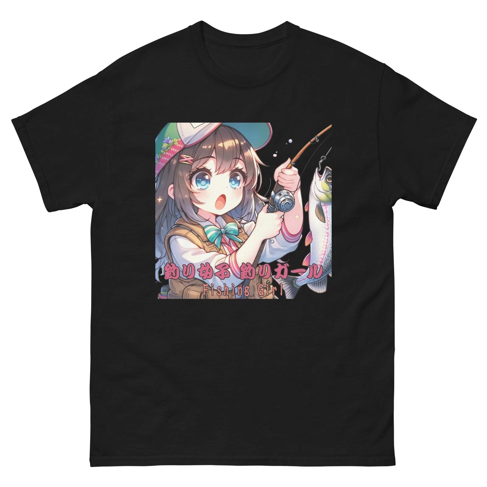 Kawaii Anime Fishing Girl 18 Unisex classic tee