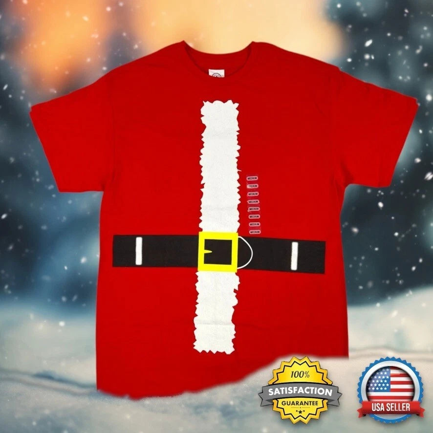 Funny Christmas Santa Suit T-Shirt Tee MENS MED Red Holiday Party Costume NWT