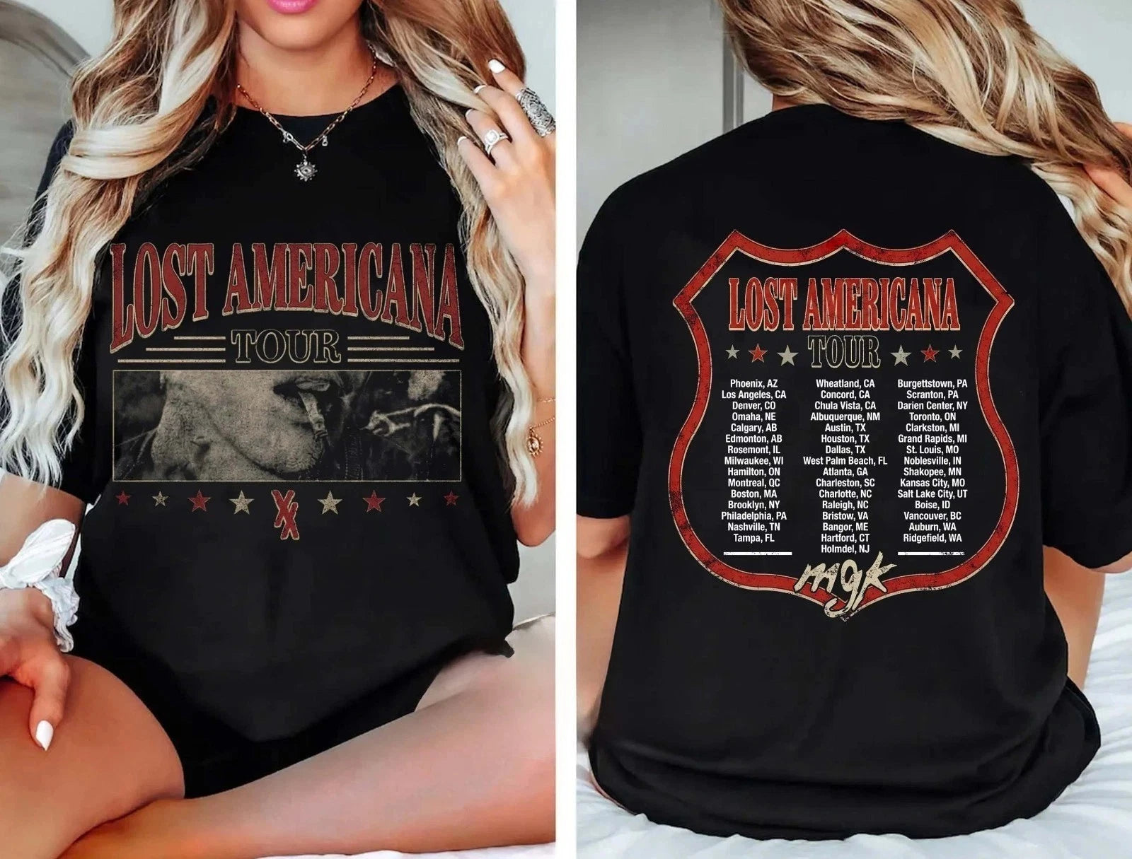 Machine Gun Kelly MGK Lost Americana Tour 2025 2026 2 Sided T-Shirt