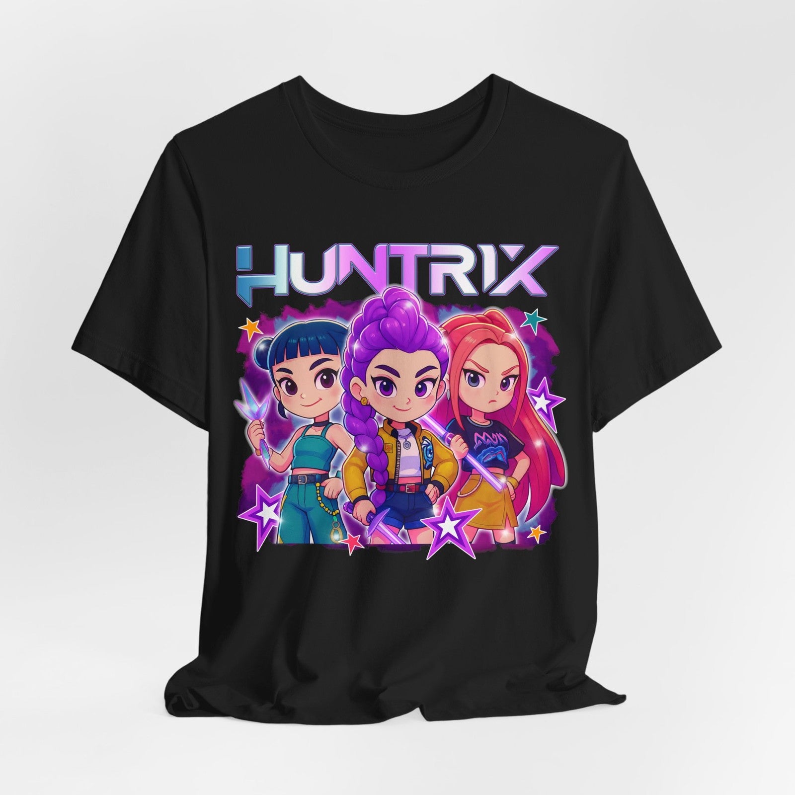 HUNTRIX Chibi Style Graphic Tee, Fun Casual Shirt, Gift for Fans, Soft T-Shirt,