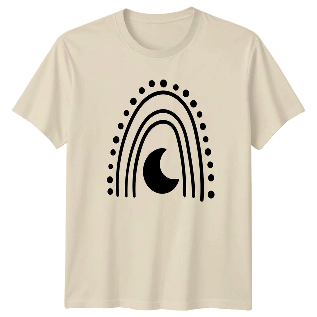 Boho Rainbow Moon Design T-Shirt Boho Chic Celestial Aesthetic Birthday Gift