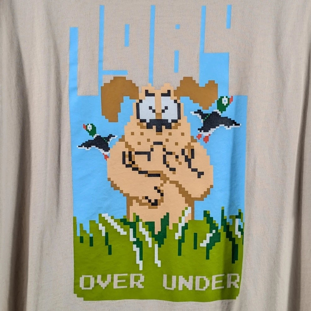 Over Under Clothing Mens Large Duck Hunt Pixel Graphic Tee Tan Peruvian Cotton