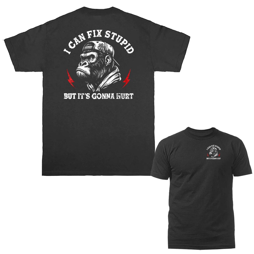 I Can Fix Stupid But It'S Gonna Hurt Funny Mechanic Monkey T-Shirt