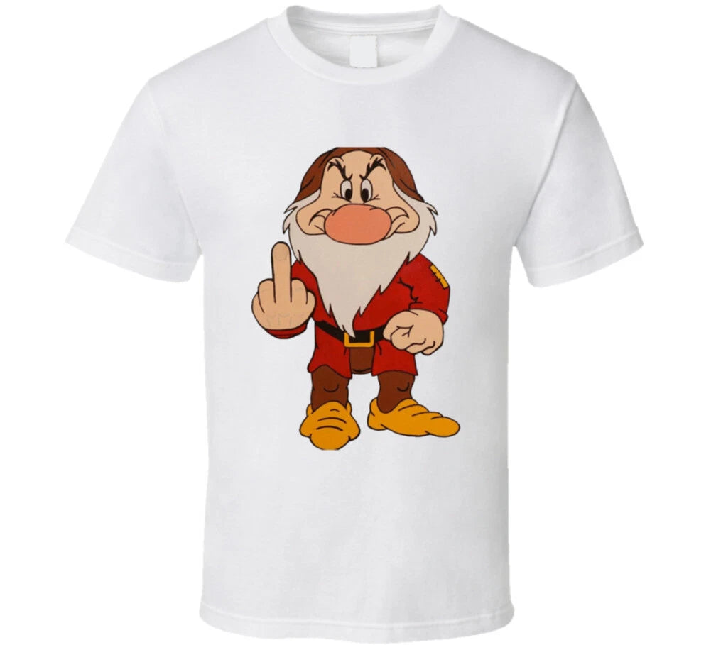 Grumpy Dwarf Middle Finger Funny Cartoon T Shirt