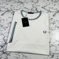 FRED PERRY Mens White Twin Tipped T Shirt SIZE 2XL XXL M1588V 94A BNWT