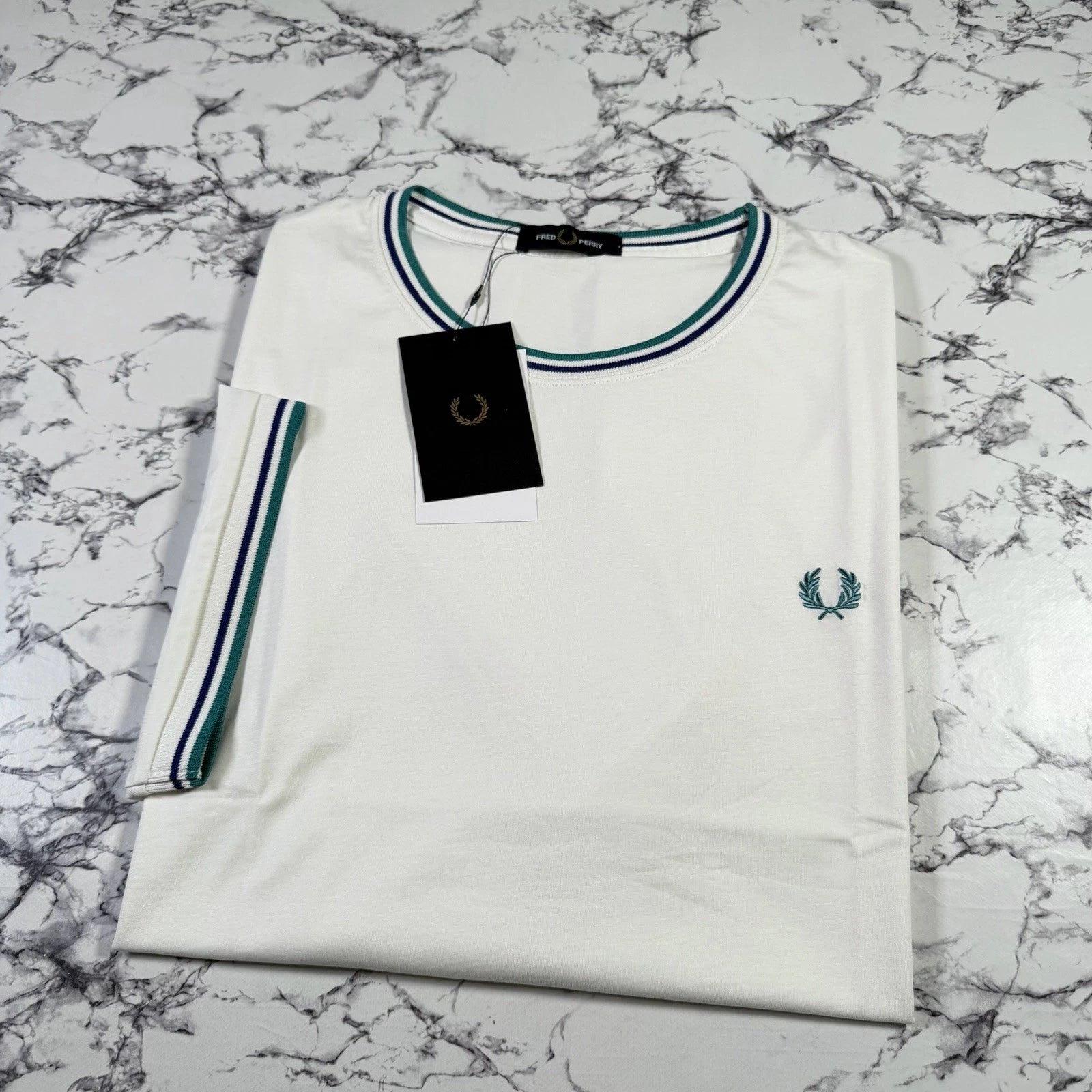 FRED PERRY Mens White Twin Tipped T Shirt SIZE 2XL XXL M1588V 94A BNWT
