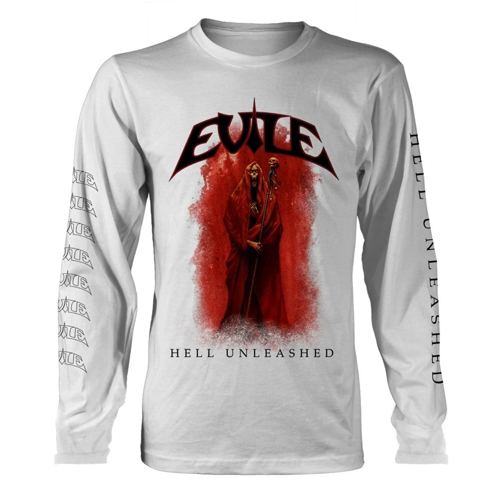 EVILE - HELL UNLEASHED (WHITE) WHITE Long Sleeve Shirt Medium