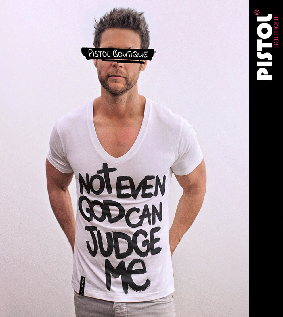 Pistol Boutique Men's Fitted White Deep V Neck T-Shirt S-2XL