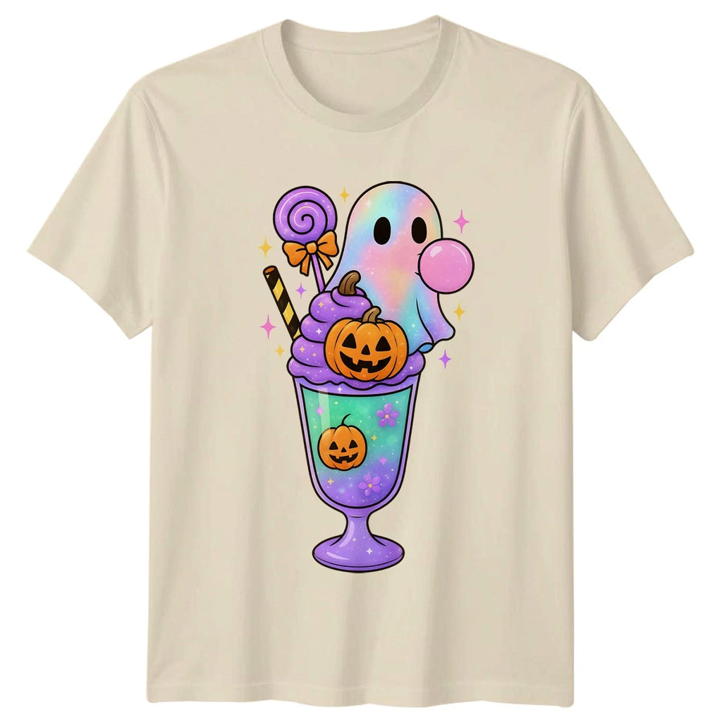 Kawaii Halloween Ghost Milkshake T-Shirt Cute Spooky Gift For Him And Her