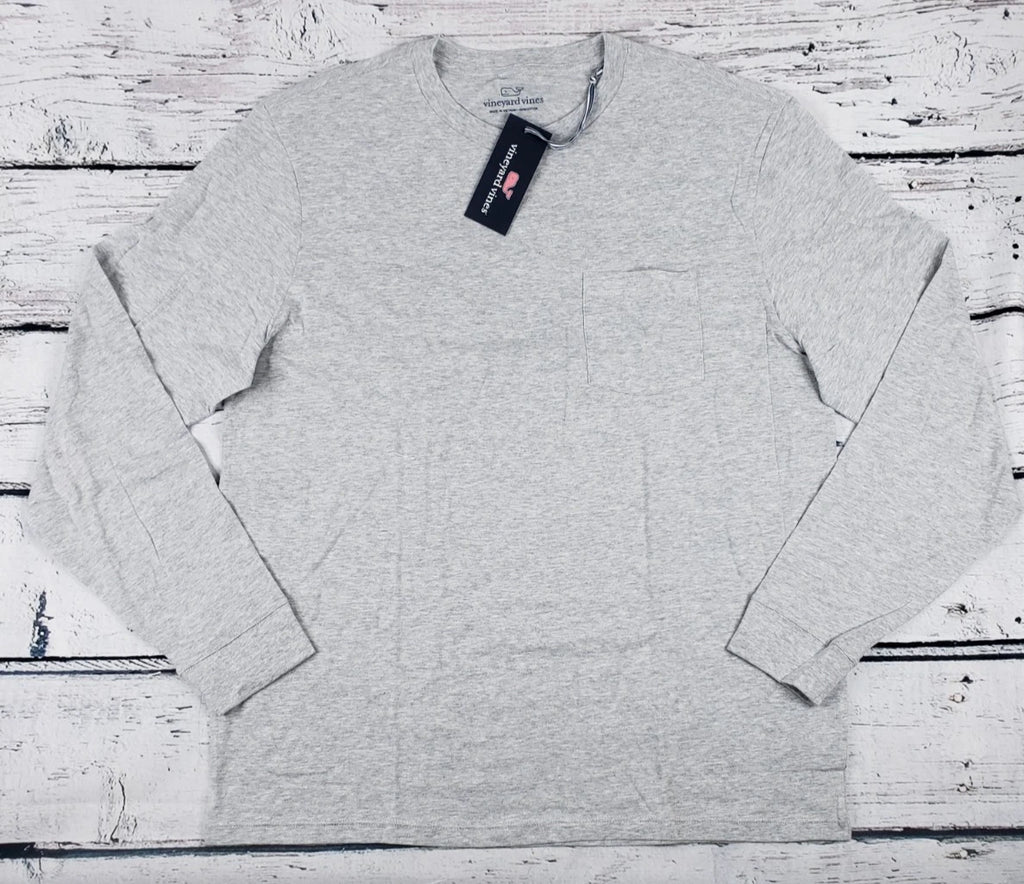 Vineyard Vines Men's Long Sleeve Pocket Gray T-Shirt Size Large (L) - NEW