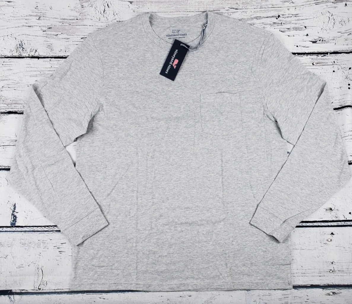 Vineyard Vines Men's Long Sleeve Pocket Gray T-Shirt Size Large (L) - NEW