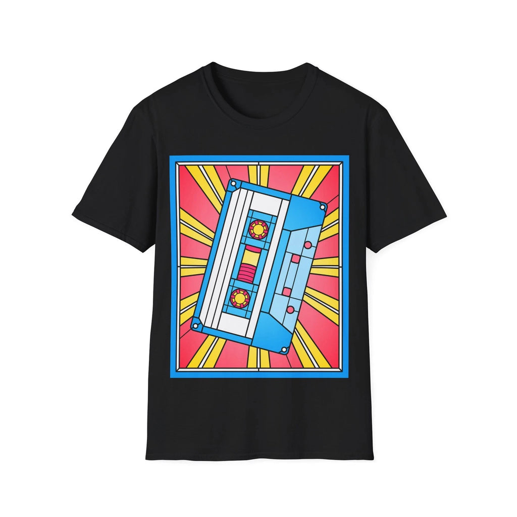 Stained Glass Cassette Tape T-Shirt, 90s Music Fan Gift, Unisex Graphic Tee
