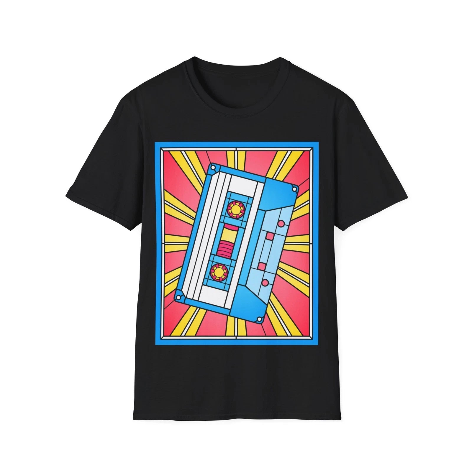 Stained Glass Cassette Tape T-Shirt, 90s Music Fan Gift, Unisex Graphic Tee