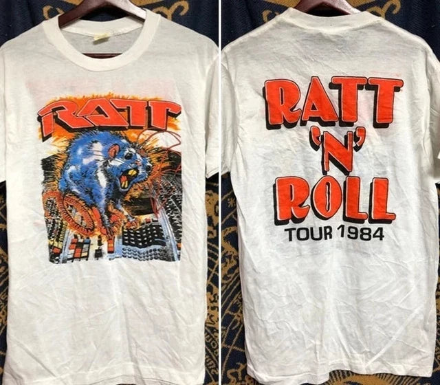 Remake Ratt band 90s Basic White Classic T shirt 2 sided Unisex