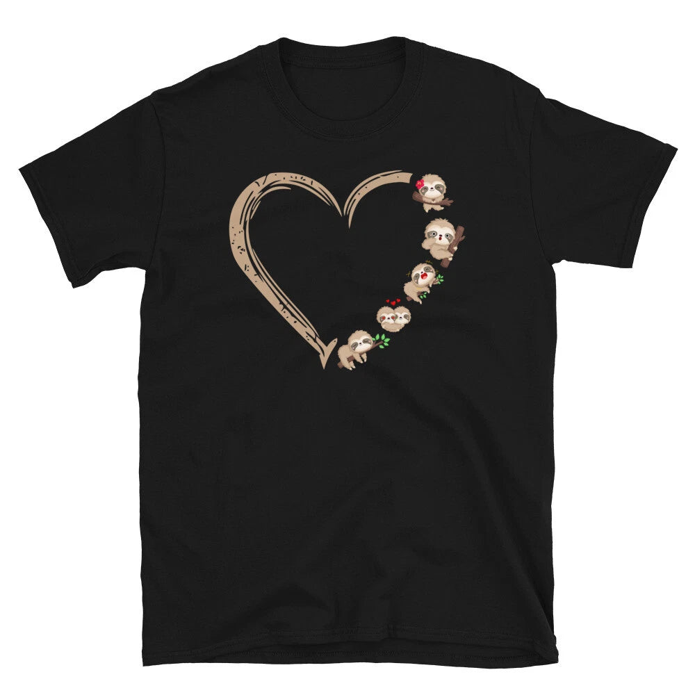 Love Heart Funny Novelty Sloth Classic Everyday Sarcastic Gift T-Shirt