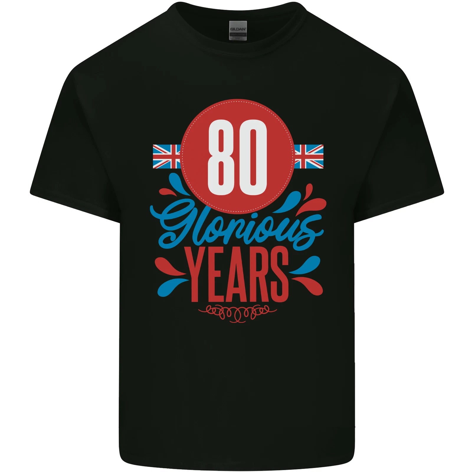 Glorious 80 Years 80th Birthday Union Jack Flag Mens Cotton T-Shirt Tee Top