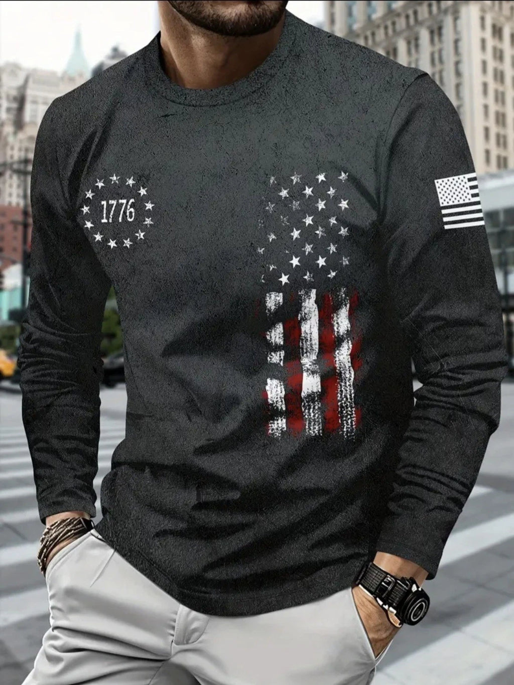 Mens Drywick 1776 US anniversary Long Sleeve Tee