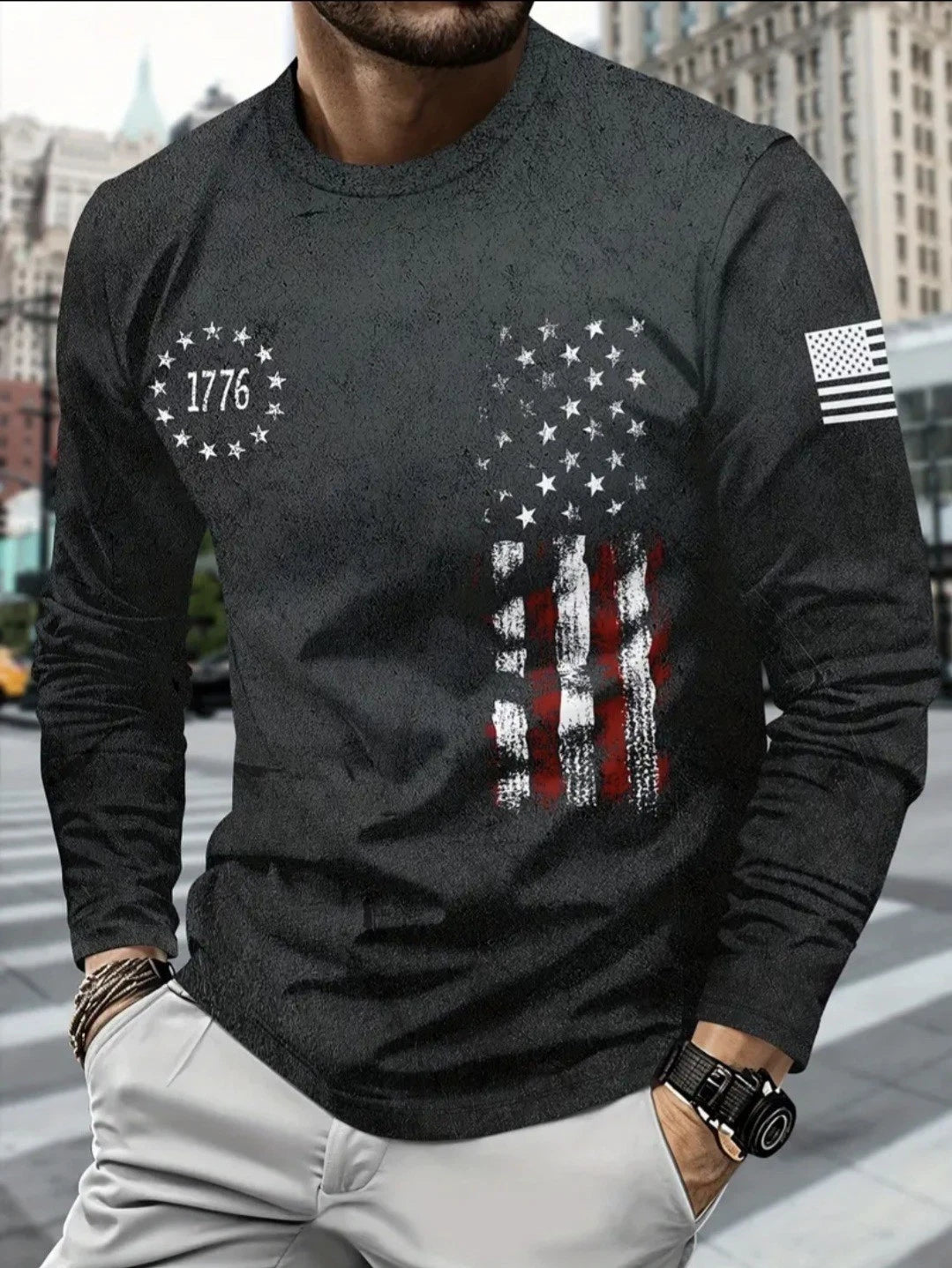 Mens Drywick 1776 US anniversary Long Sleeve Tee