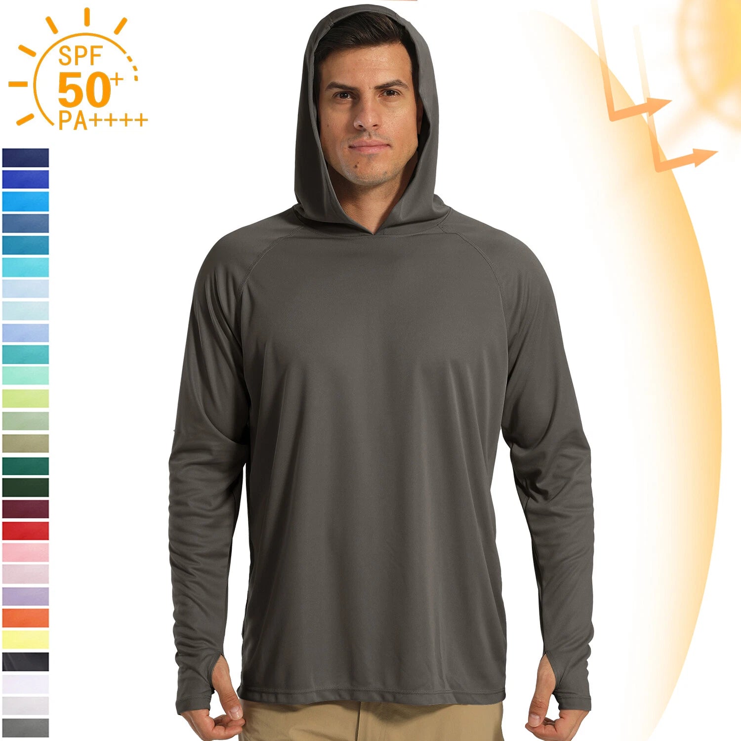 UPF50+ Mens Sun Shirts Long Sleeve T-Shirt Outdoor Sports Skin Protection Hoodie
