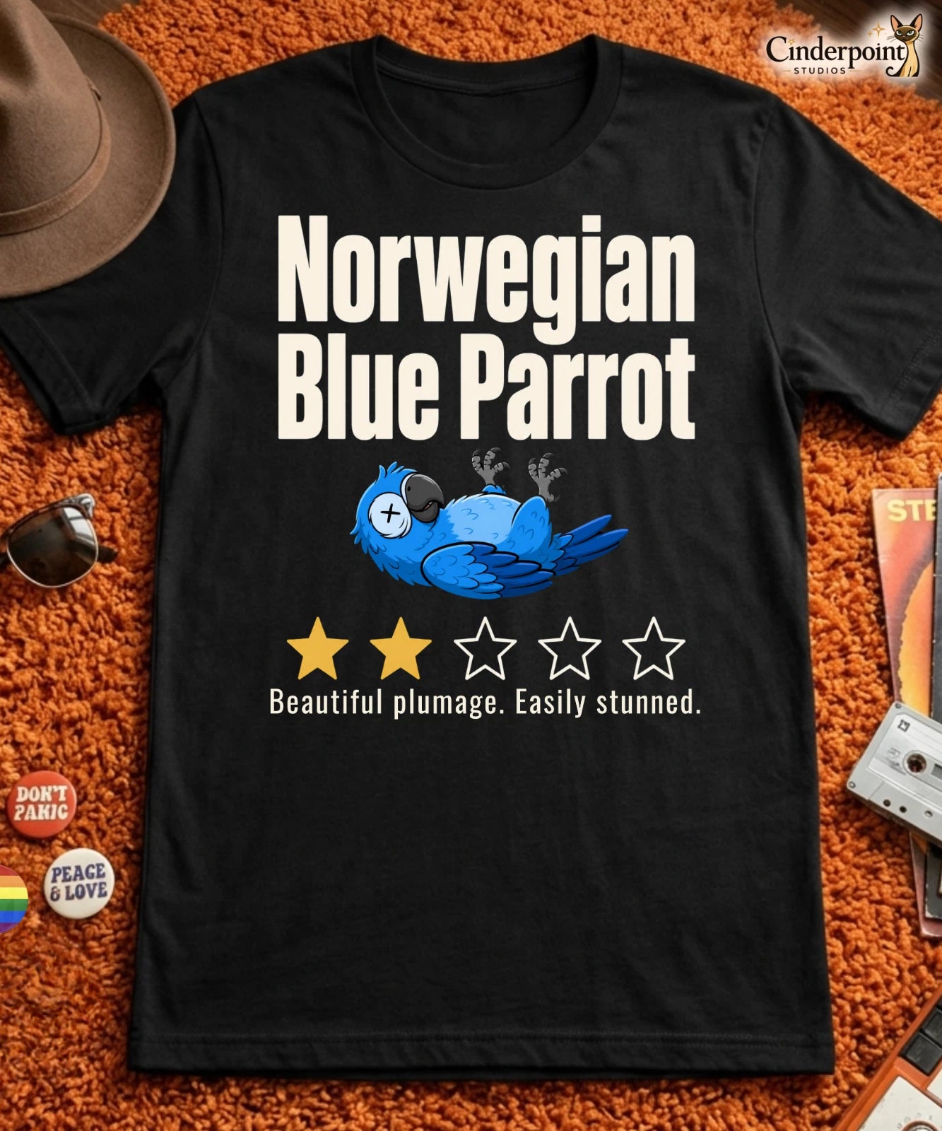 Dead Parrot Review T-Shirt Funny Bird Graphic Tee Retro Humor Shirt XS-5XL