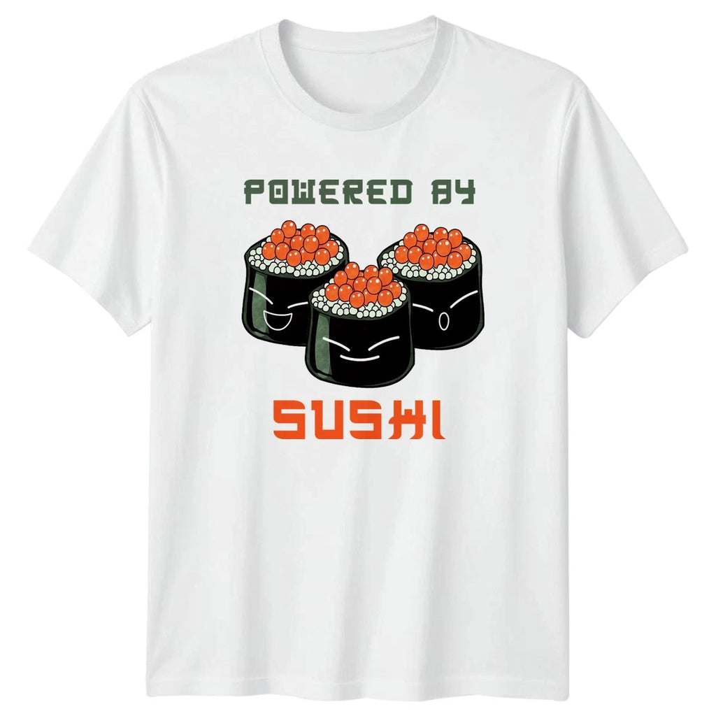 Powered By Sushi T-Shirt Kawaii Japanese Food Birthday Gift For Him And Her