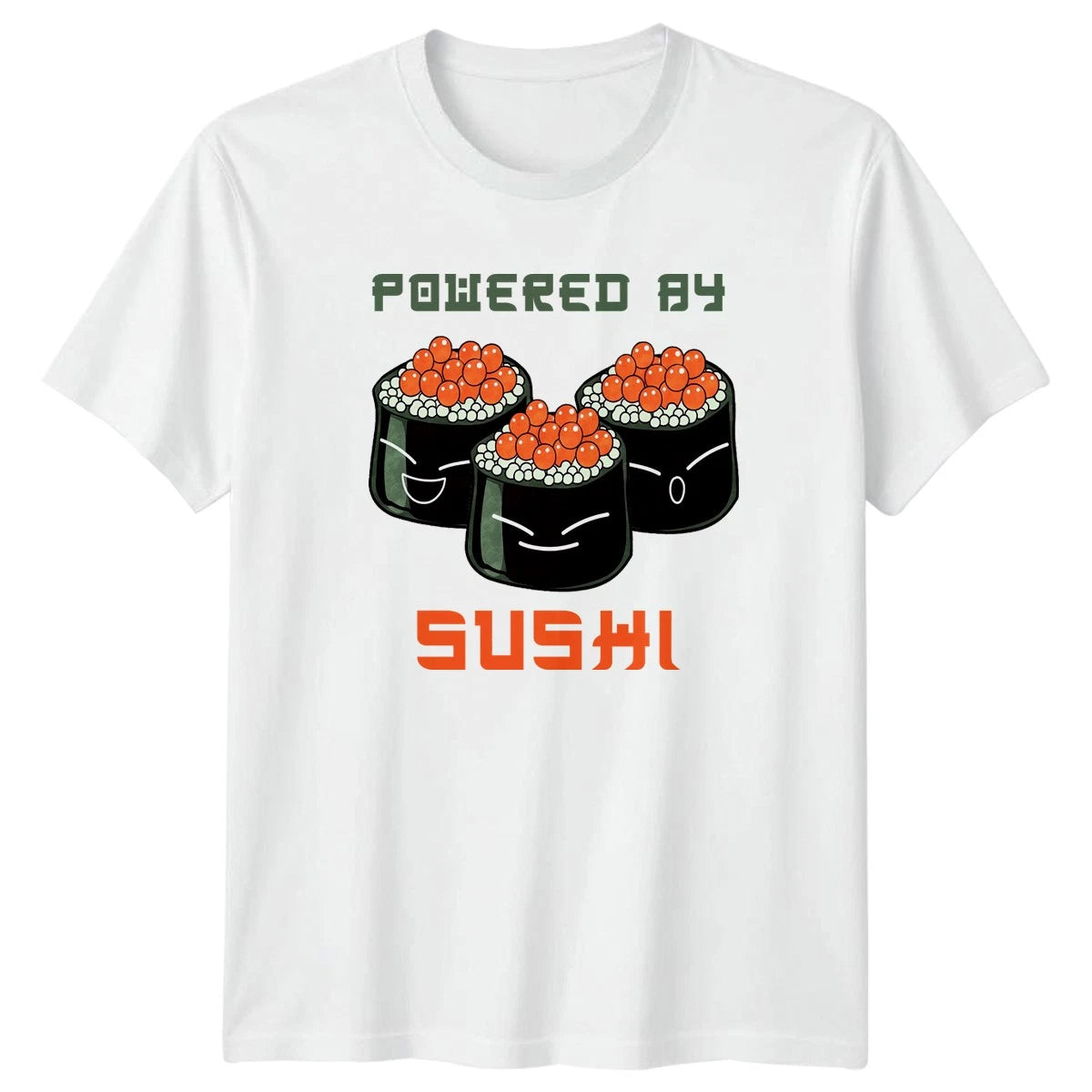 Powered By Sushi T-Shirt Kawaii Japanese Food Birthday Gift For Him And Her