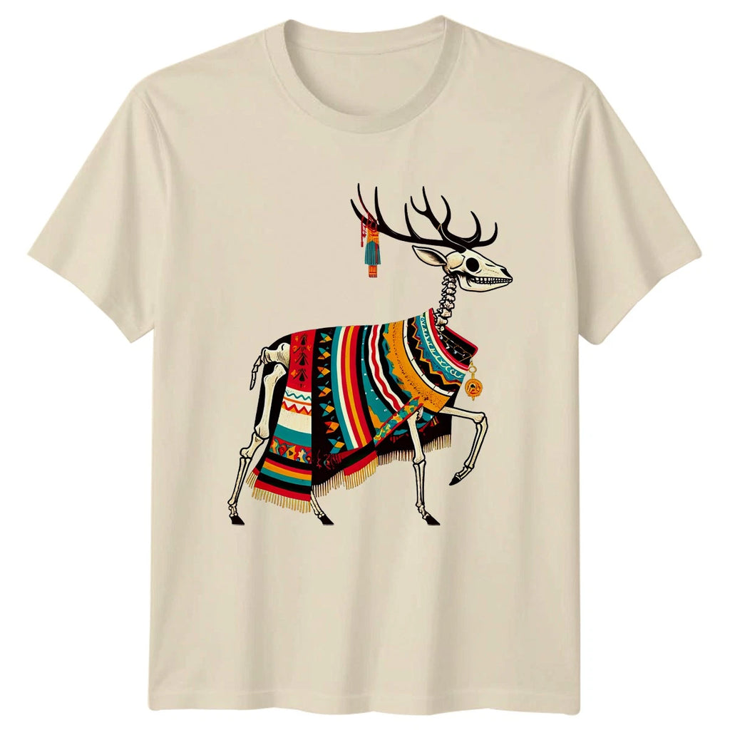 Deer Skeleton Southwest Folk Art T-Shirt Boho Wildlife Gift For Him And Her