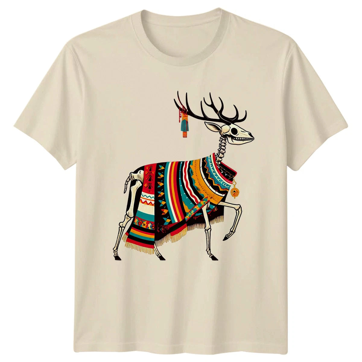 Deer Skeleton Southwest Folk Art T-Shirt Boho Wildlife Gift For Him And Her