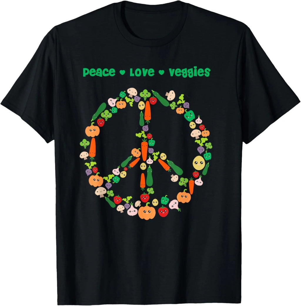 Kawaii Vegetables Peace Sign Funny Gift for Vegetarian Vegan Gift Unisex T-Shirt