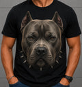 Pitbull Shirt Dog Lover Gift Bully Breed Graphic Tee Spiked Collar Black Men