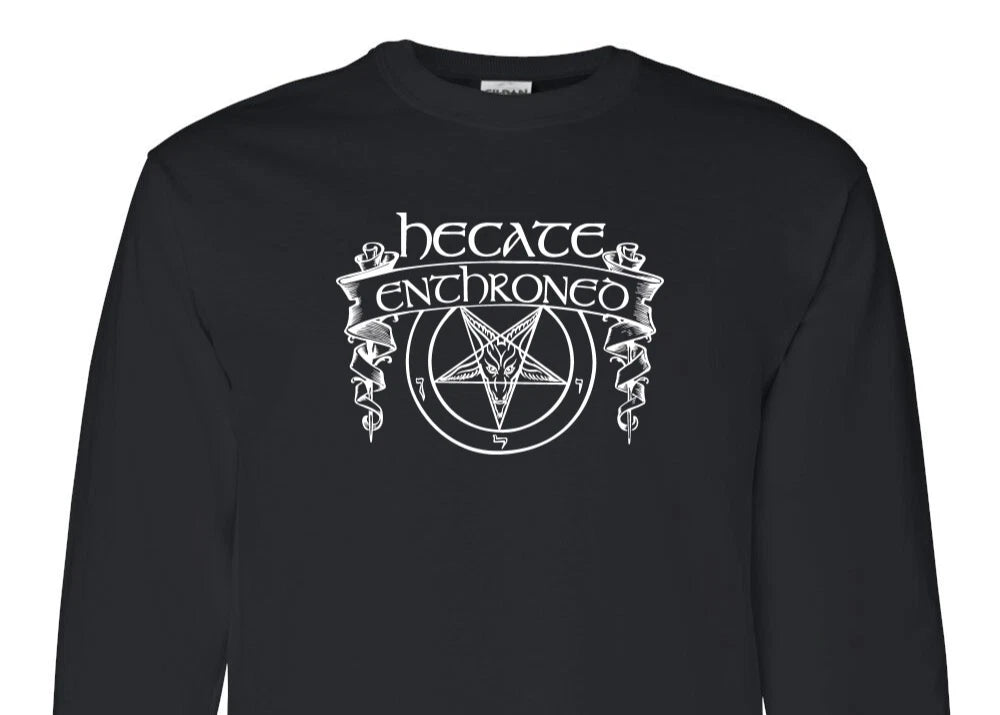 Hecate Enthroned Long Sleeve T-Shirt black metal lamp of murmuur vargrav abigor