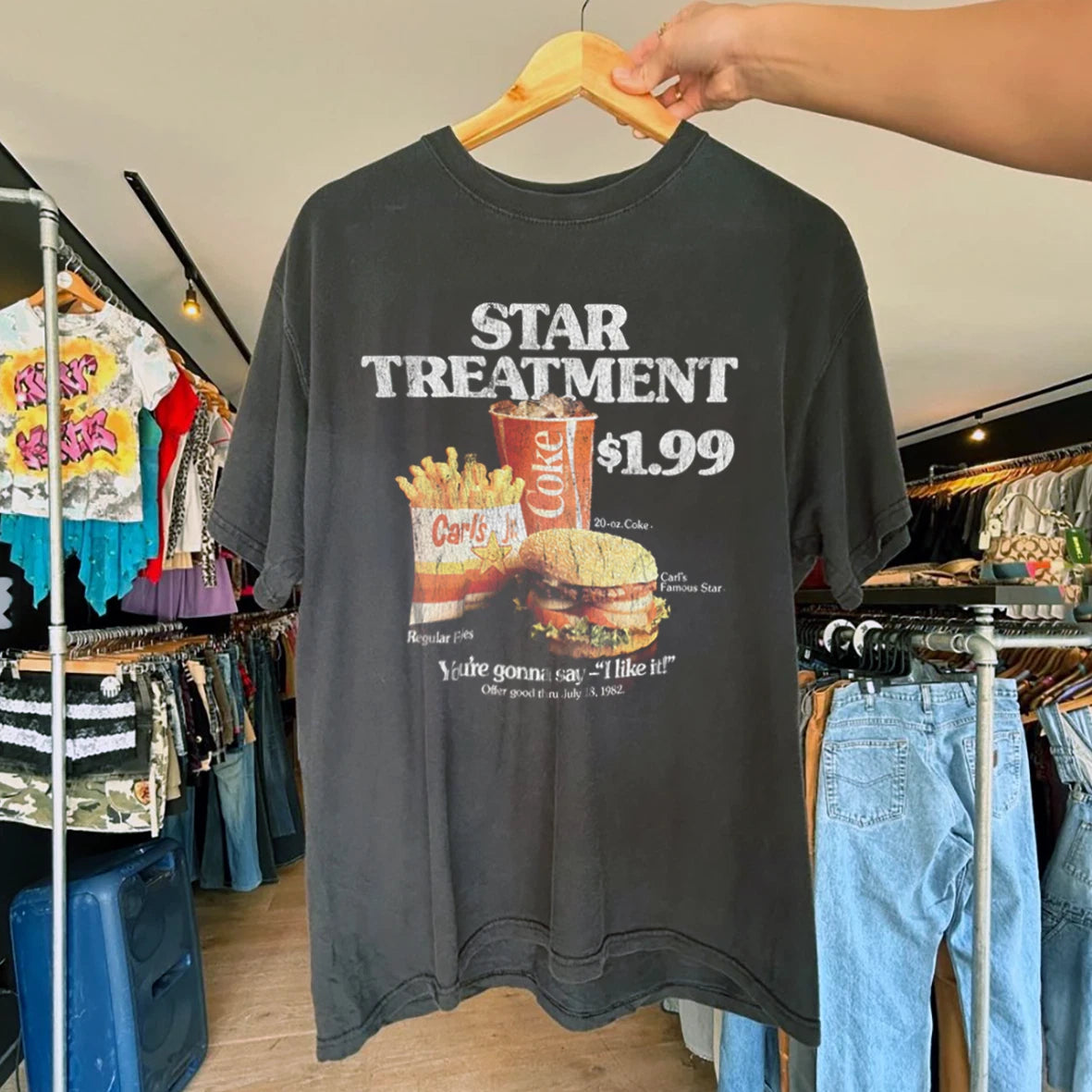 90'S Carl's Jr Washed T-Shirt Black L