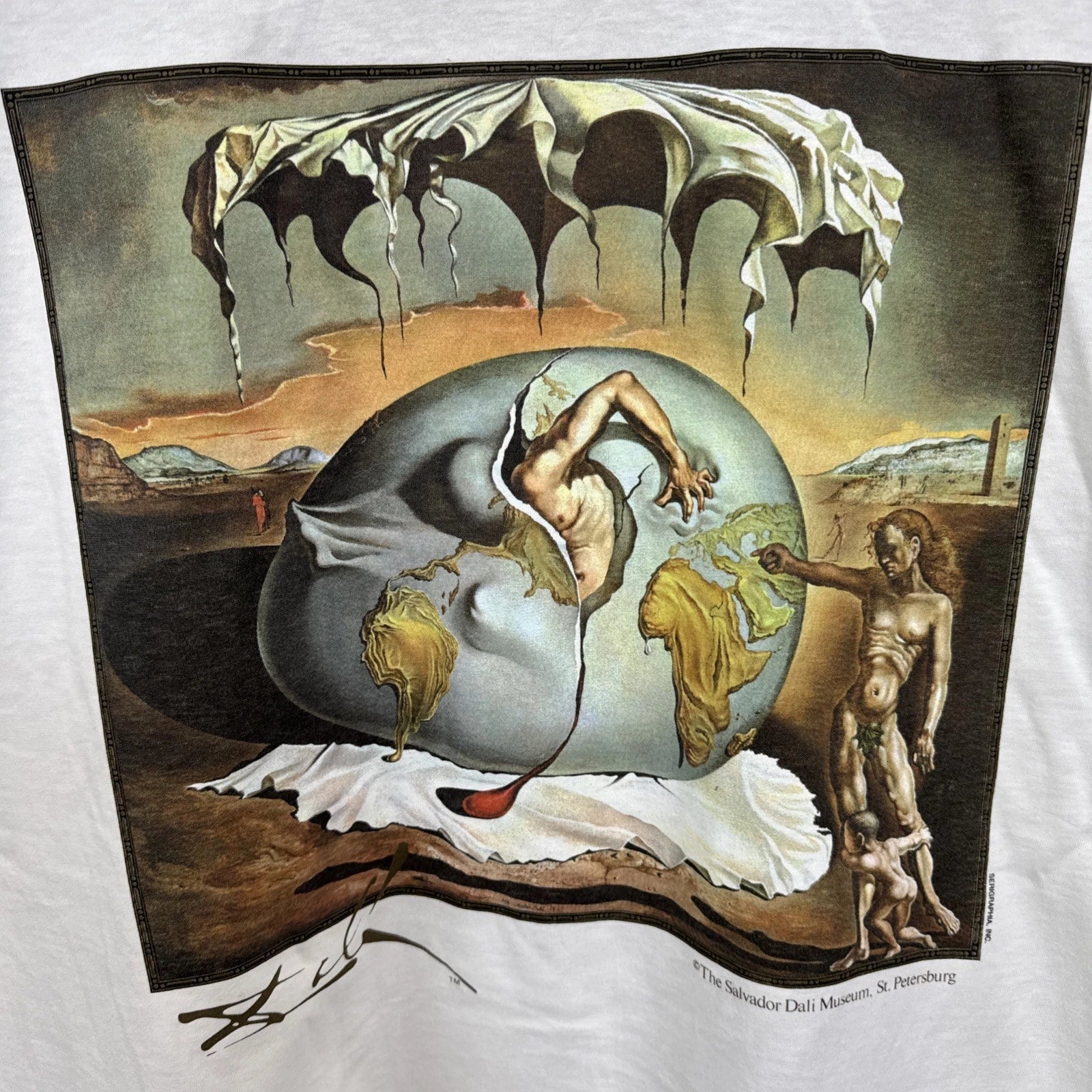 Vintage Salvador Dali Art T Shirt Men’s XL 80s 90s Surreal Geopoliticus Warhol