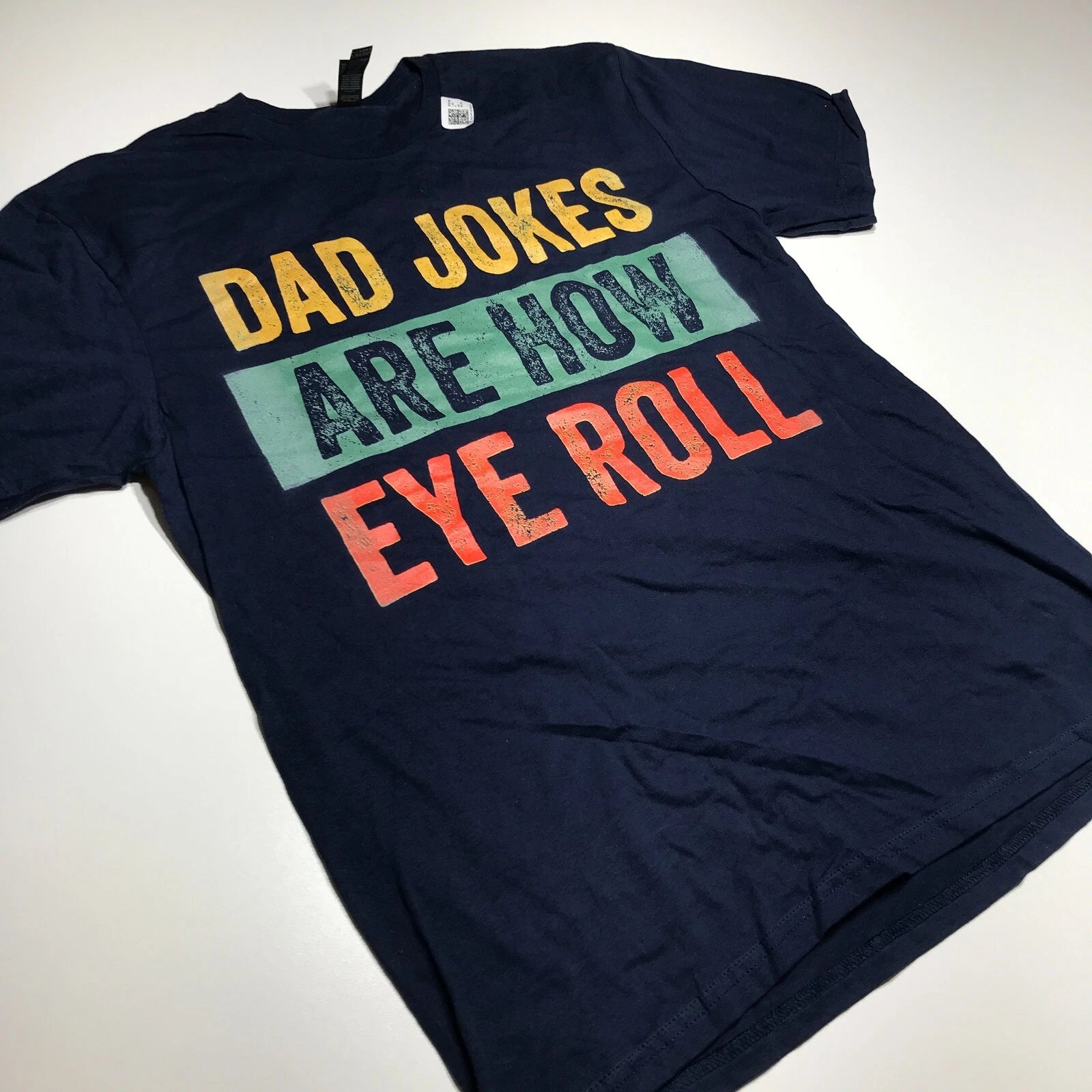 Gildan Soft Style "Dad Jokes Are How Eye Roll" Funny Quote Blue T-Shirt Size L