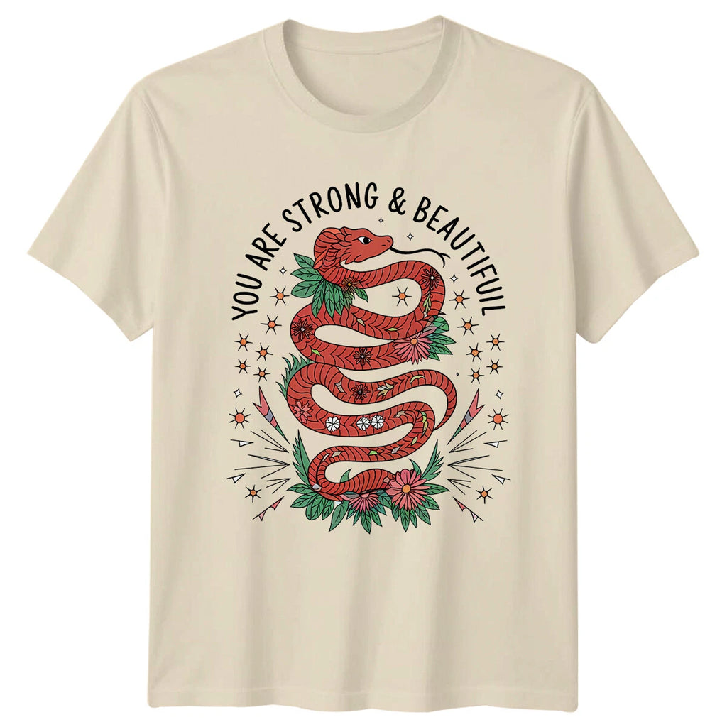 Boho Snake You Are Strong & Beautiful Graphic Celestial T-Shirt