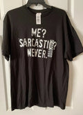 ME? SARCASTIC? NEVER. Mens Black Graphic Delta Pro T Shirt Size Large NWT