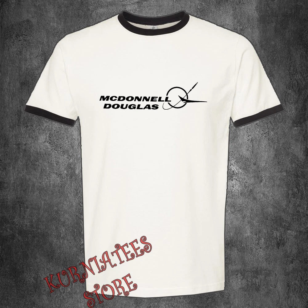 Mcdonnell Douglas Aerospace Aircraft Men's Ringer Black Size S to 3XL